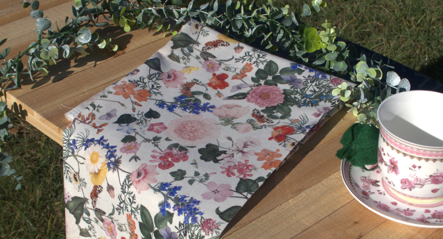 Riley Blake Nature's Portrait 58/60" Linen Floral Natural 1 yard cut