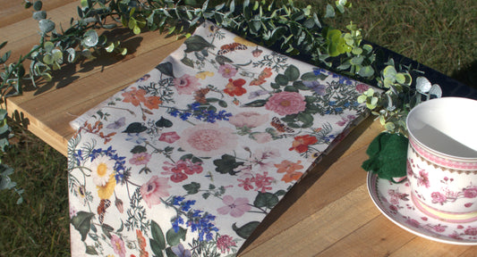 Riley Blake Nature's Portrait 58/60" Linen Floral Natural 1 yard cut